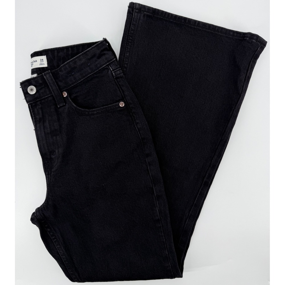 Abercrombie & Fitch Curve Love High Rise Flare Jeans Black 24 Short